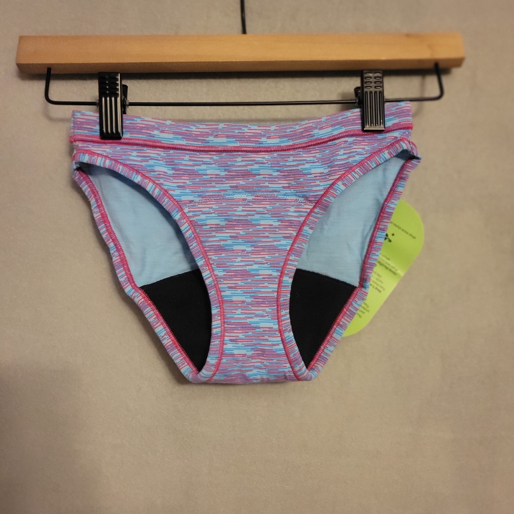Thinx Teens Blue and Pink Period Panties. Size S 9-10